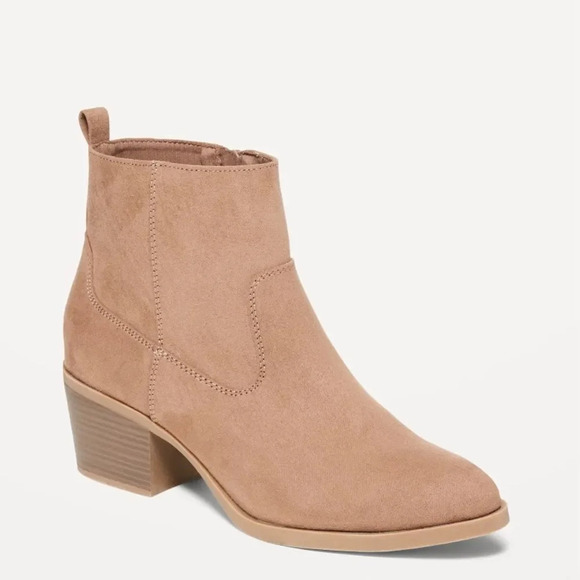 OLD NAVY Faux‎ Suede Western Ankle Boots in Mocha Latte - Picture 1 of 12